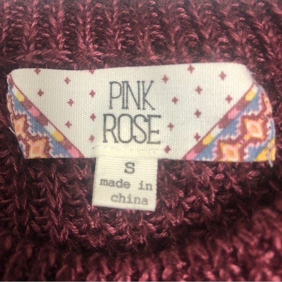 Pink Rose Crew Neck High/Low Sweater S - Picture 4 of 6
